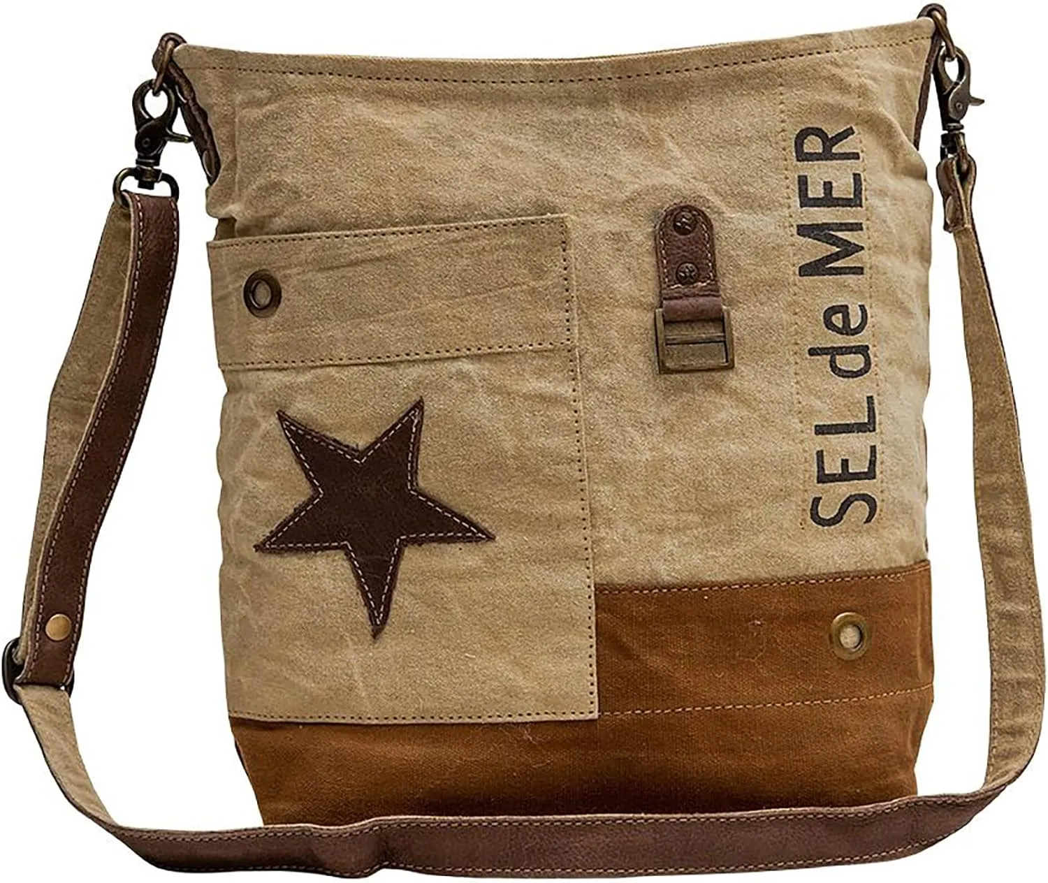 Myra Bag Western Leather Shoulder Bag for Women - Upcycled Canvas Crossbody Jinga
