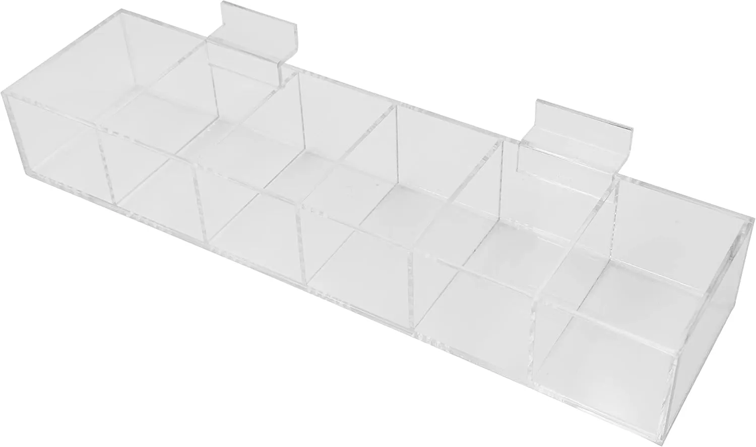 N N’icePackaging – 1 Qty – 6 Bin Acrylic Slatwall Display – Multi-Compartment 2.25” Deep – for Stores/Sales/Showcase/Merchandise/Bargain Items/Candy (6 Bins)