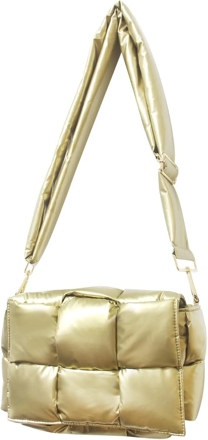 NAARIIAN Shoulder bags for women, Light-weight small puffer purses waterproof, hand-woven puffy bag crossbody handbag