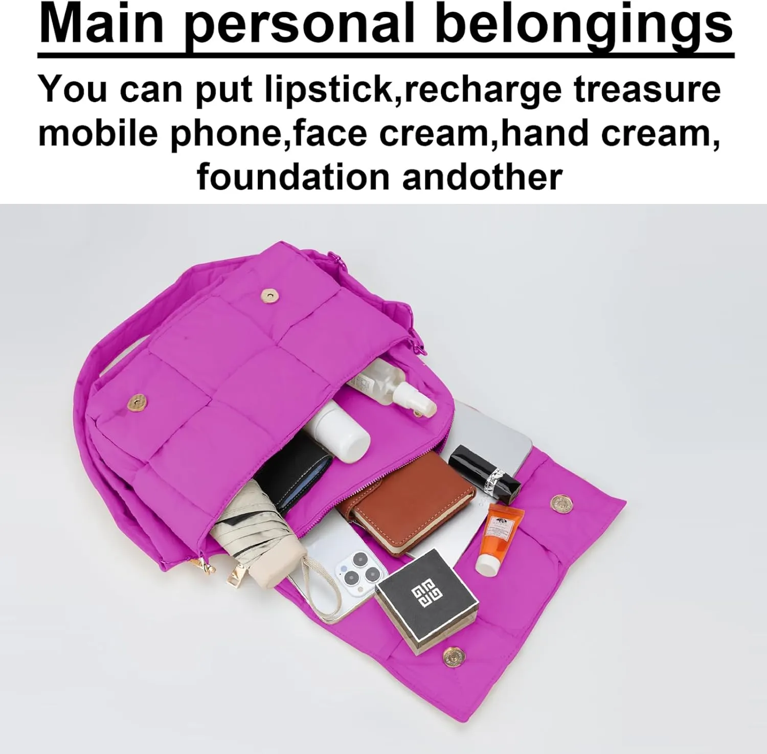 NAARIIAN Shoulder bags for women, Light-weight small puffer purses waterproof, hand-woven puffy bag crossbody handbag