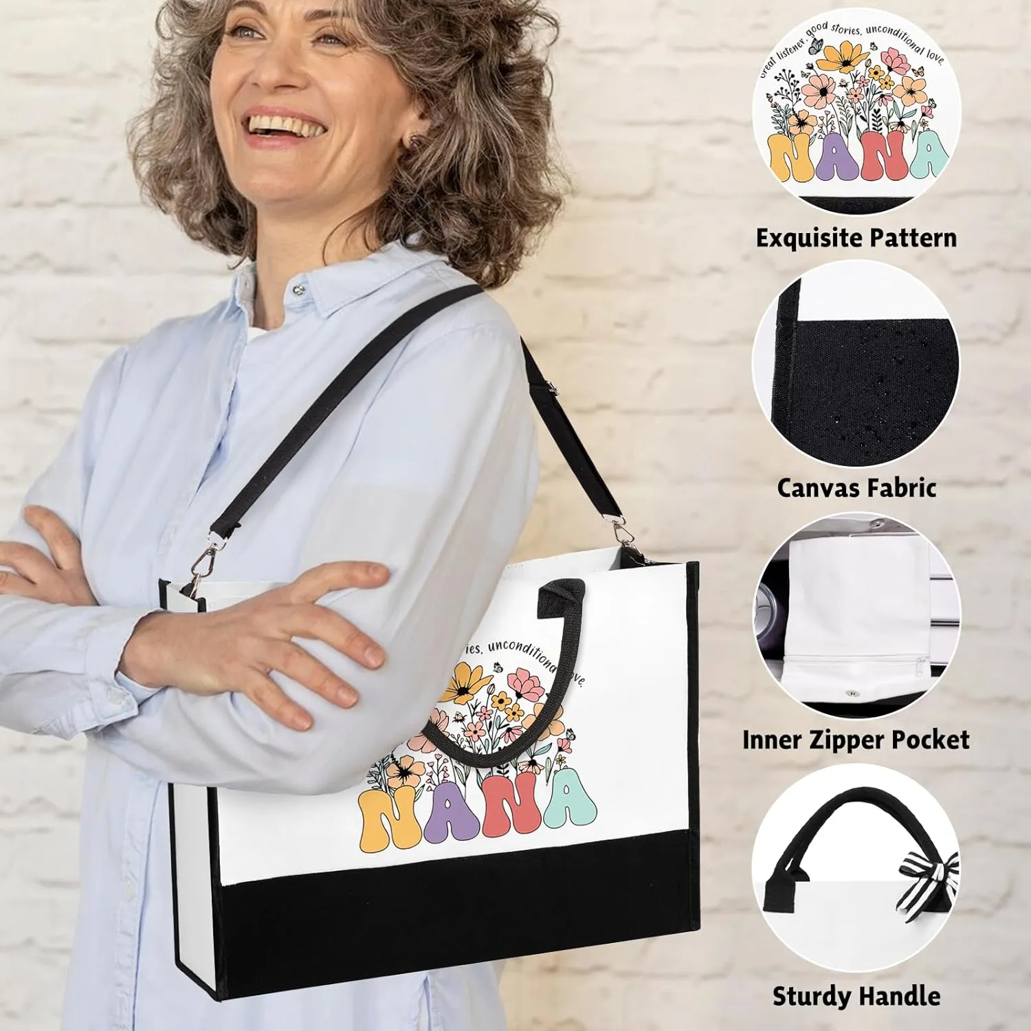 Nana Gifts for Women Birthday Mothers Day Gifts Set from Granddaughter Grandson Grandchildren, 16 Oz Glass Cup Tote Bag Makeup Bag Gift Basket Thanksgiving Ideas Gift for Grandmother
