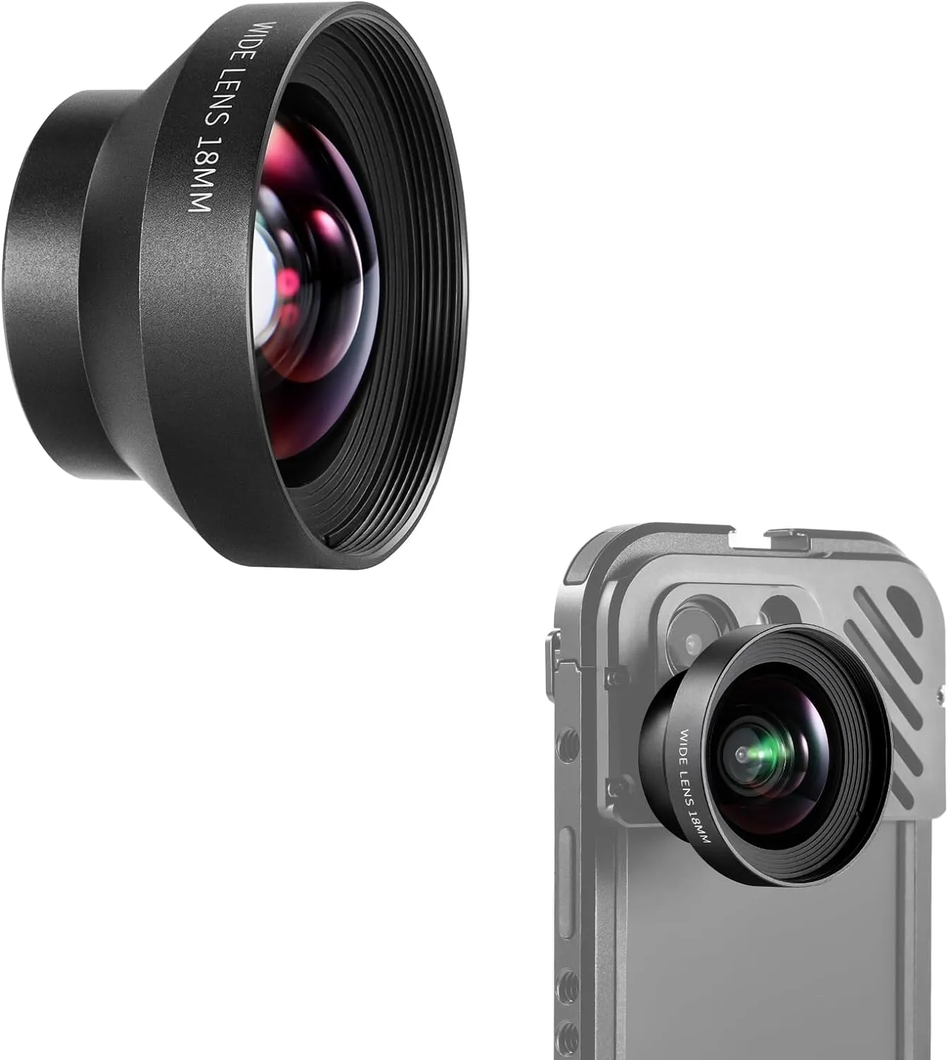 NEEWER 18mm HD 100° Wide Angle Lens for 17mm Thread Lens Backplane, 0.5X Magnification Compatible with SmallRig NEEWER iPhone Samsung Phone Cage with 17mm Lens Adapter, Compatible with Sandmarc, LS-42