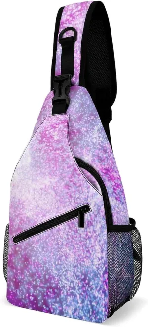Neon 3d Shiny Crossbody Sling Backpack Abstract Colorful Sling Bag Adjustable Travel Hiking Chest Bags Daypack