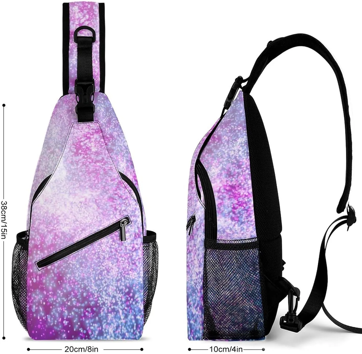 Neon 3d Shiny Crossbody Sling Backpack Abstract Colorful Sling Bag Adjustable Travel Hiking Chest Bags Daypack