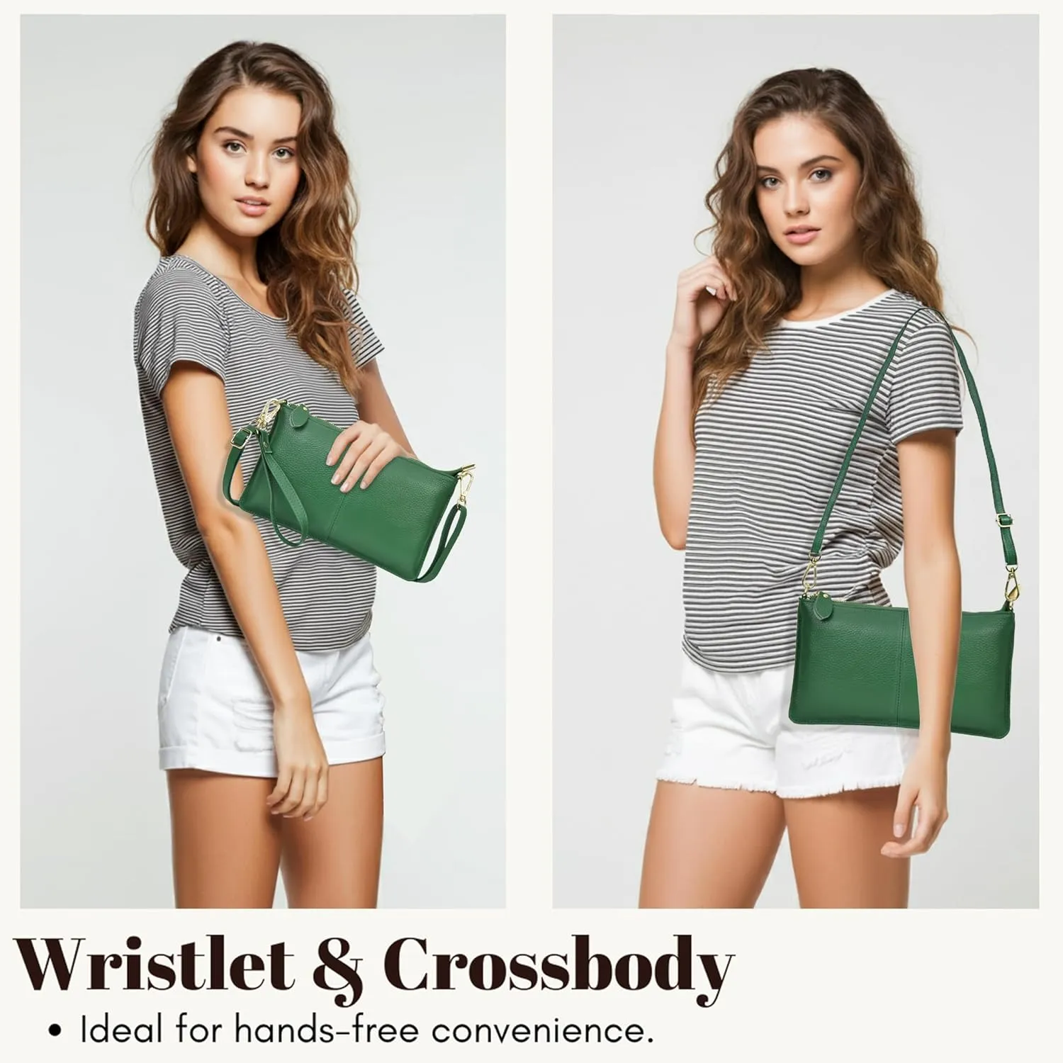NGIL Women Genuine Leather Crossbody Wristlet, Women's Handbag, Chic Shoulder Bag Small Wristlet Wallet, Golden Accent Zipper