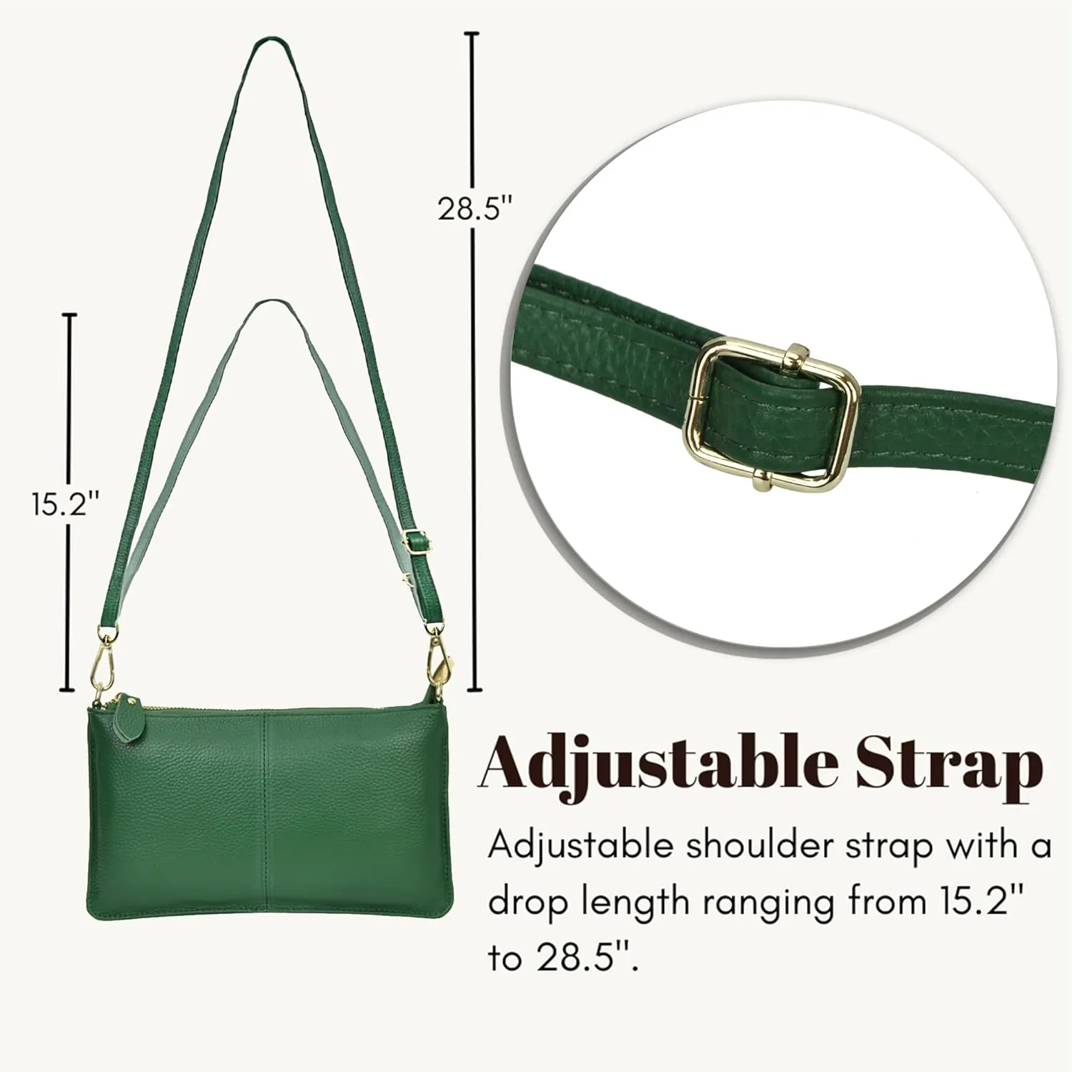 NGIL Women Genuine Leather Crossbody Wristlet, Women's Handbag, Chic Shoulder Bag Small Wristlet Wallet, Golden Accent Zipper