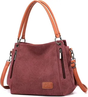 NICOLE & DORIS Handbag Shoulder Bag for Women Canvas Tote Bag with Zipper Ladies Crossbody Bag for Work,Shool,Daily
