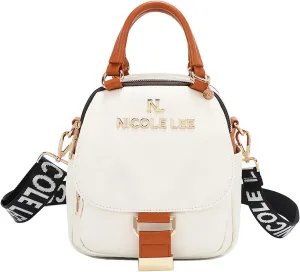 Nicole Lee Multi-Wear Dome Shoulder Bag, Polyester with Vegan Leather, Dual Compartments