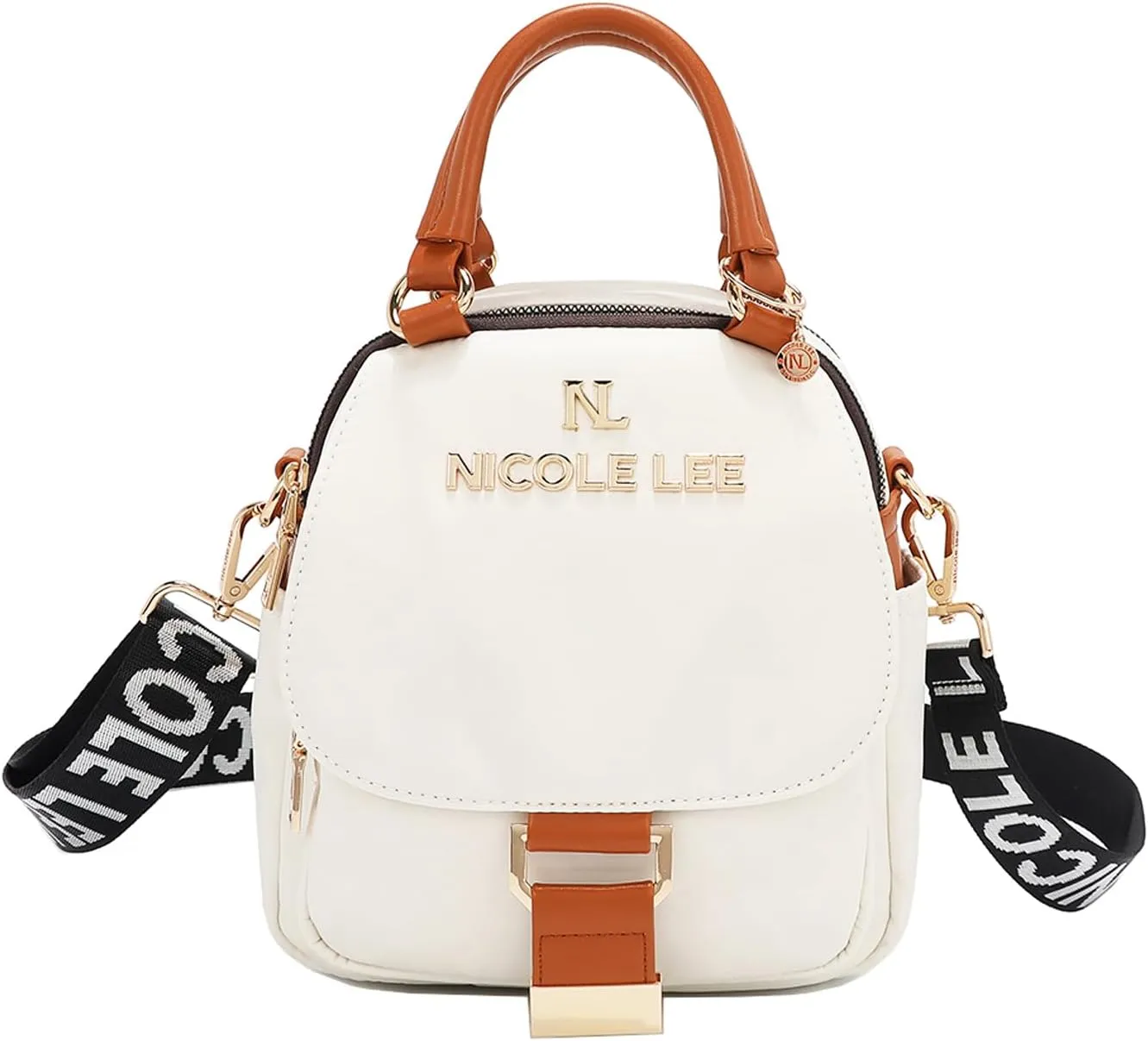 Nicole Lee Multi-Wear Dome Shoulder Bag, Polyester with Vegan Leather, Dual Compartments