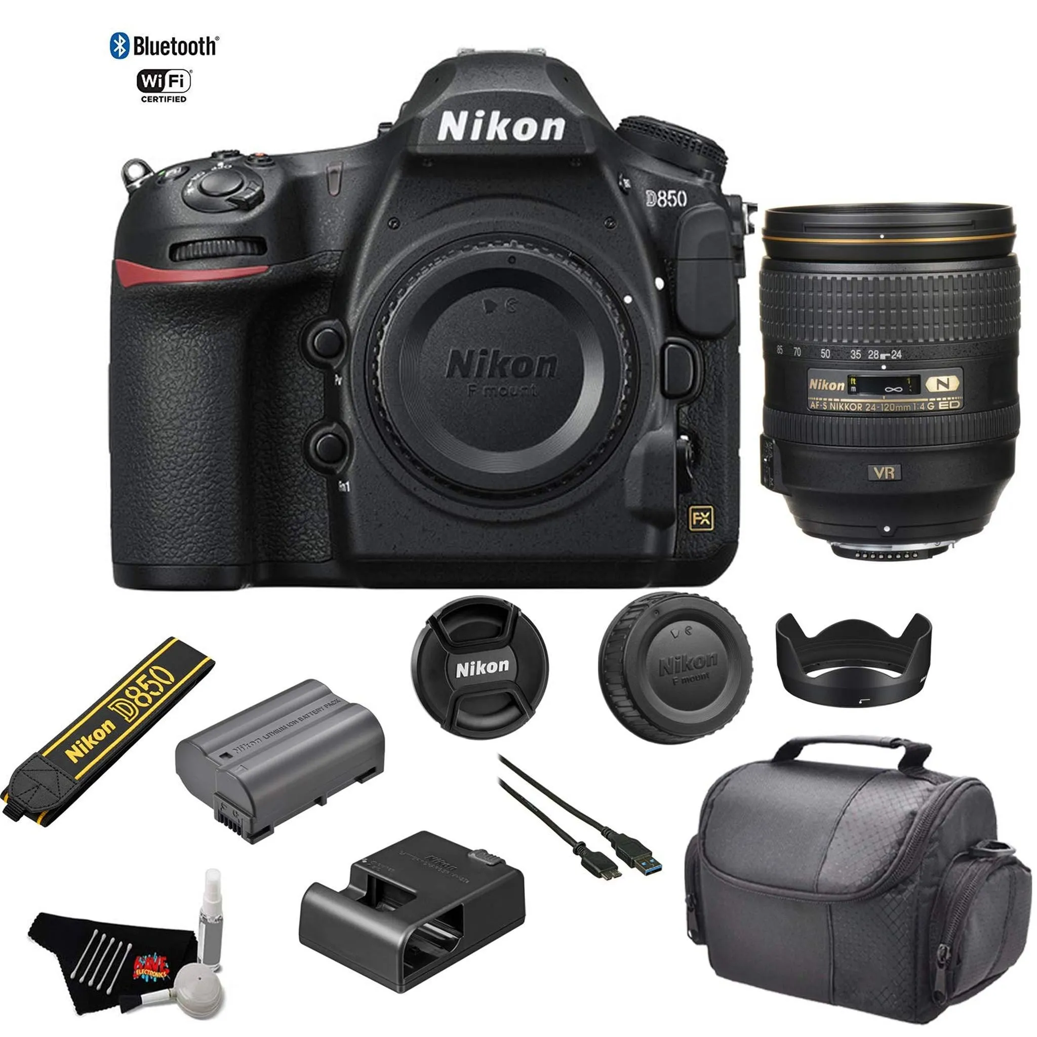 Nikon D850 DSLR Camera (Body) 1585 - Kit with Nikon AF-S NIKKOR 24-120mm f/4G ED VR Lens   More - International Model