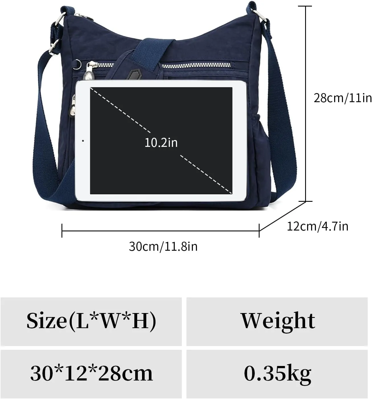 NOTAG Crossbody Bag for Women - Waterproof Multi-Pocket Handbag, Shoulder Bag, Lightweight Large Messenger