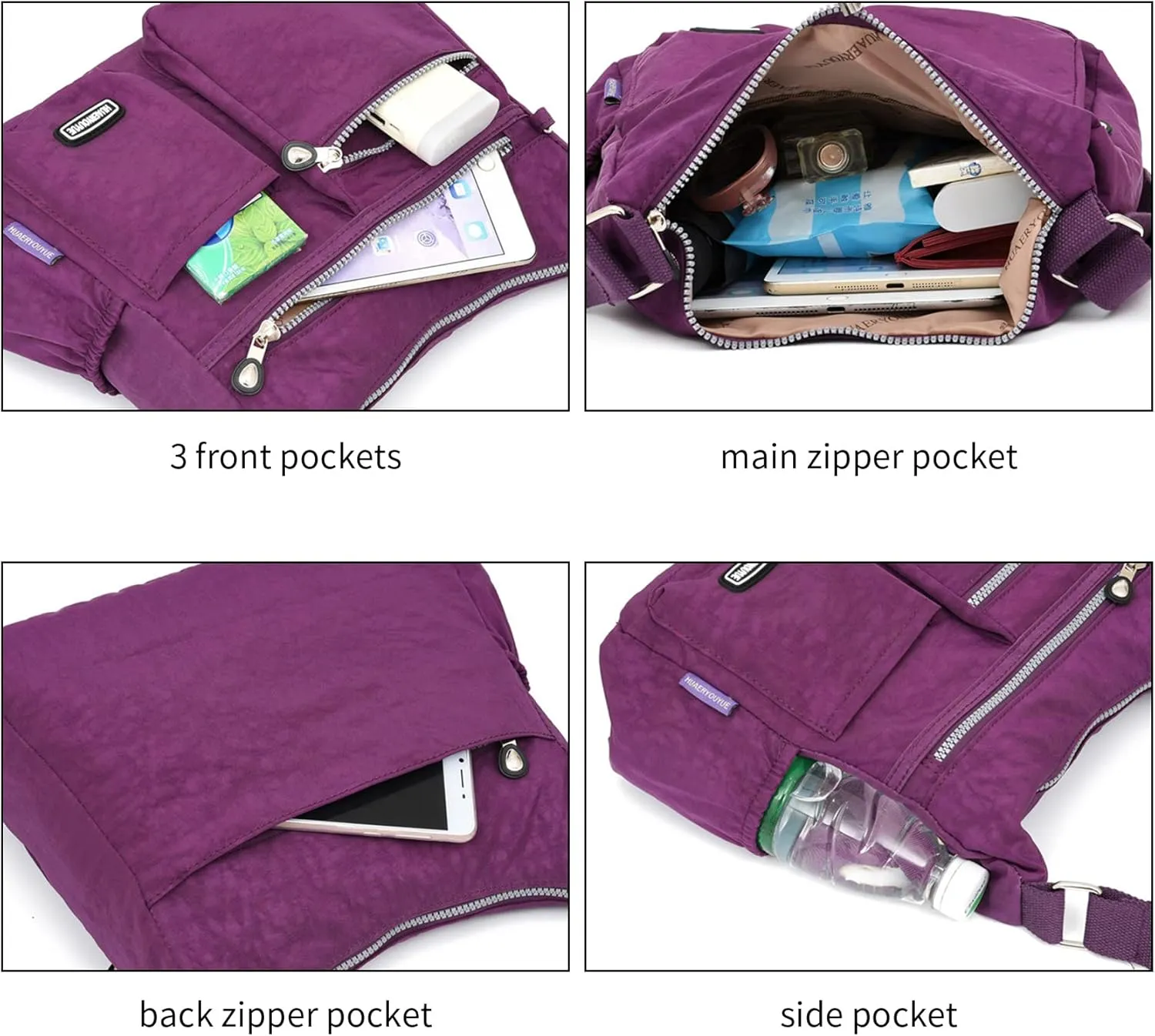 NOTAG Crossbody Bag for Women - Waterproof Multi-Pocket Handbag, Shoulder Bag, Lightweight Large Messenger