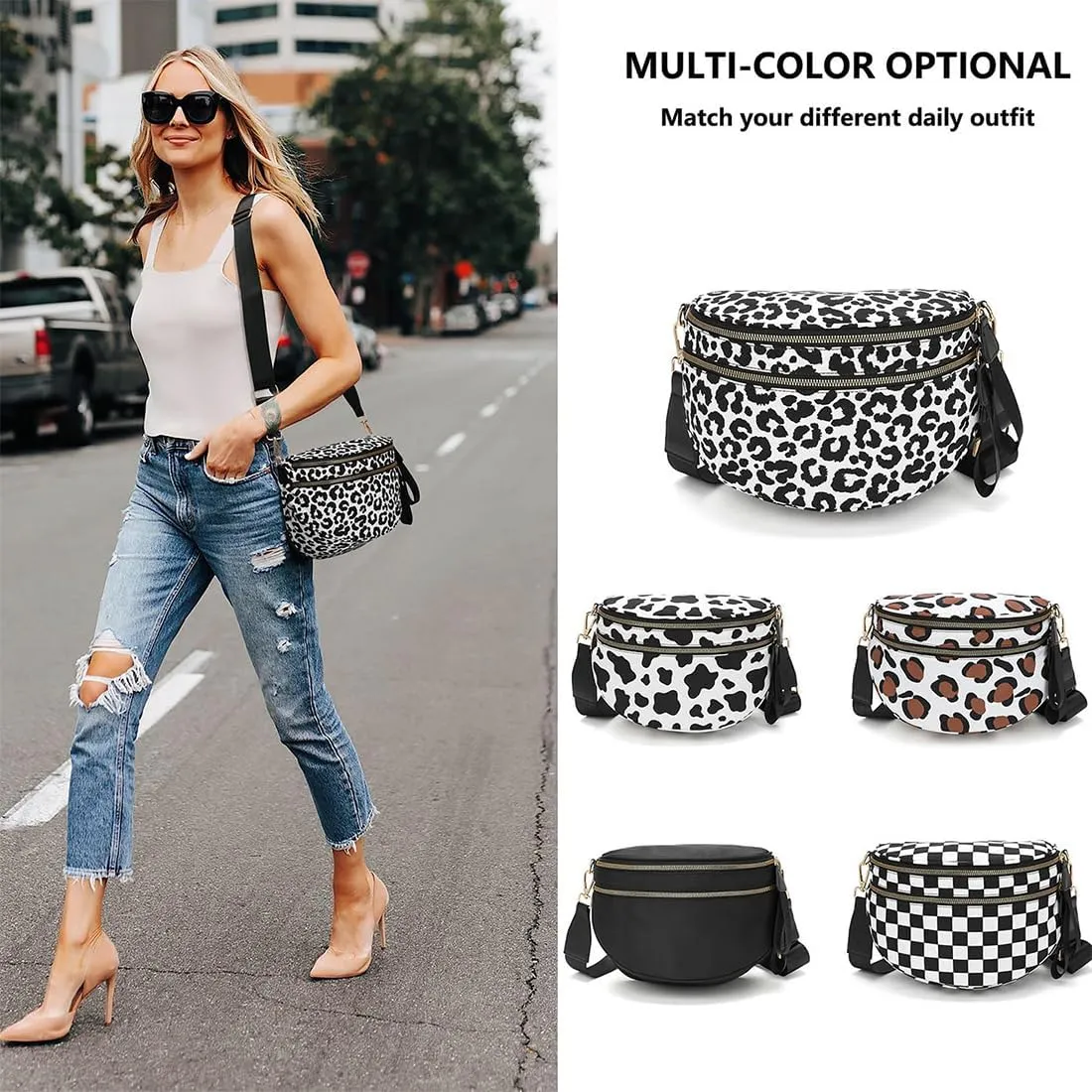 Nuvore Crossbody Bag, 2025 New Nuvore ComfortBag for Women, Spacious Stylish Checkered Bum Bag with Shoulder Strap