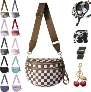 Nuvore Crossbody Bag, 2025 New Nuvore ComfortBag for Women, Spacious Stylish Checkered Bum Bag with Shoulder Strap