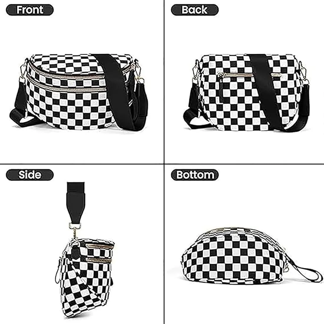 Nuvore Crossbody Bag, 2025 New Nuvore ComfortBag for Women, Spacious Stylish Checkered Bum Bag with Shoulder Strap