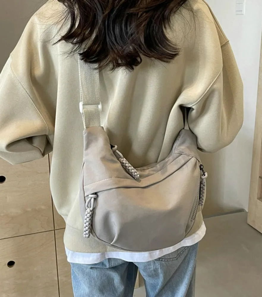 Nylon Crescent Crossbody Bag for Women Shoulder Tote Handbag Casual Sling Bag Dumpling Purse Bag for Outdoor Travel