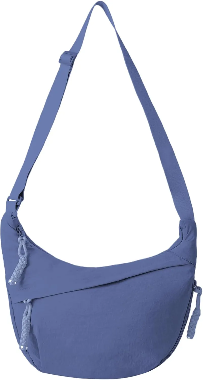 Nylon Crescent Crossbody Bag Hobo Bag for Women Men, Small Dumpling Shoulder bag with Adjustable Strap, Casual Sling Bag