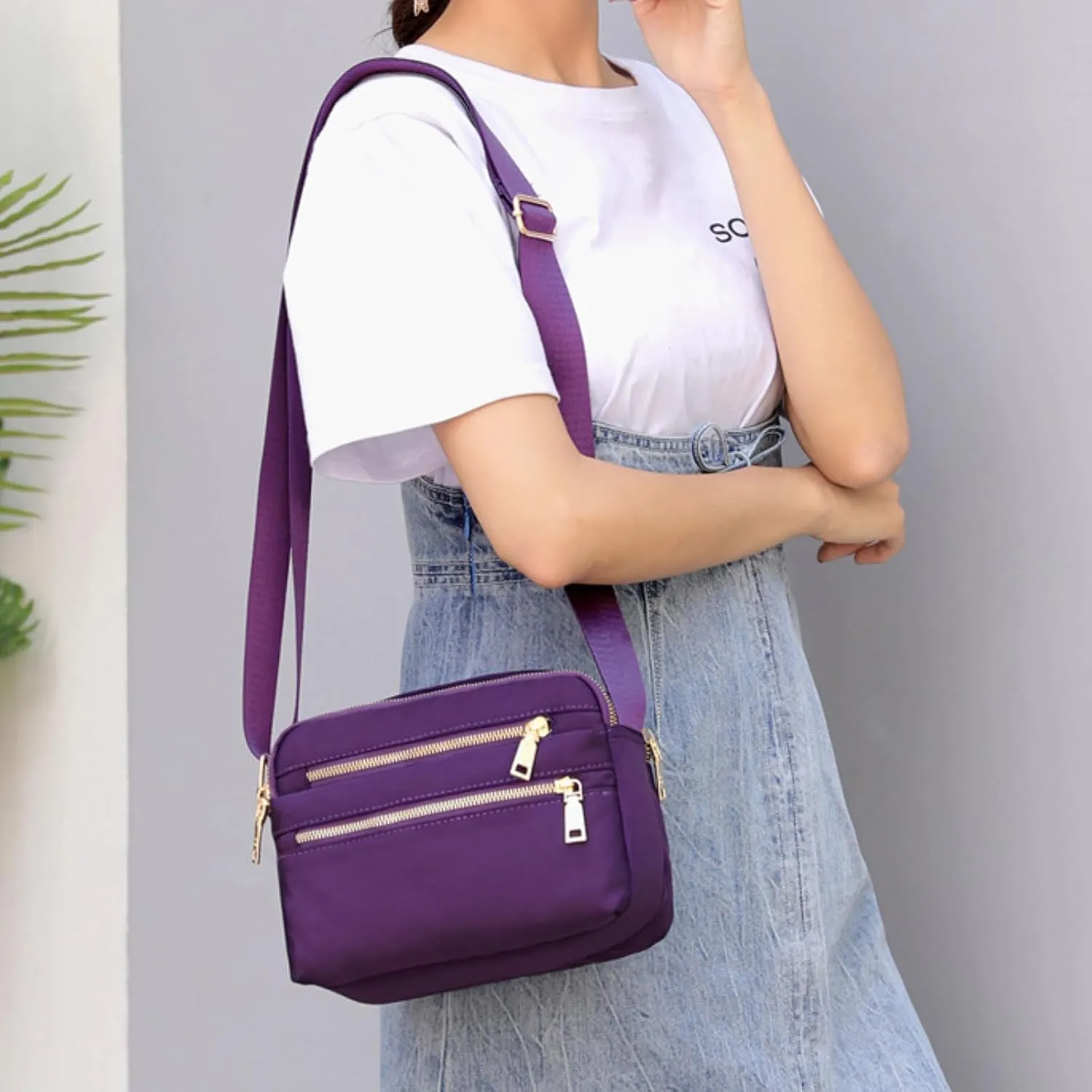 Nylon Crossbody Bag for Women, Waterproof Shoulder Purse Bag with Adjustable Strap, Crossbody Handbag for Women