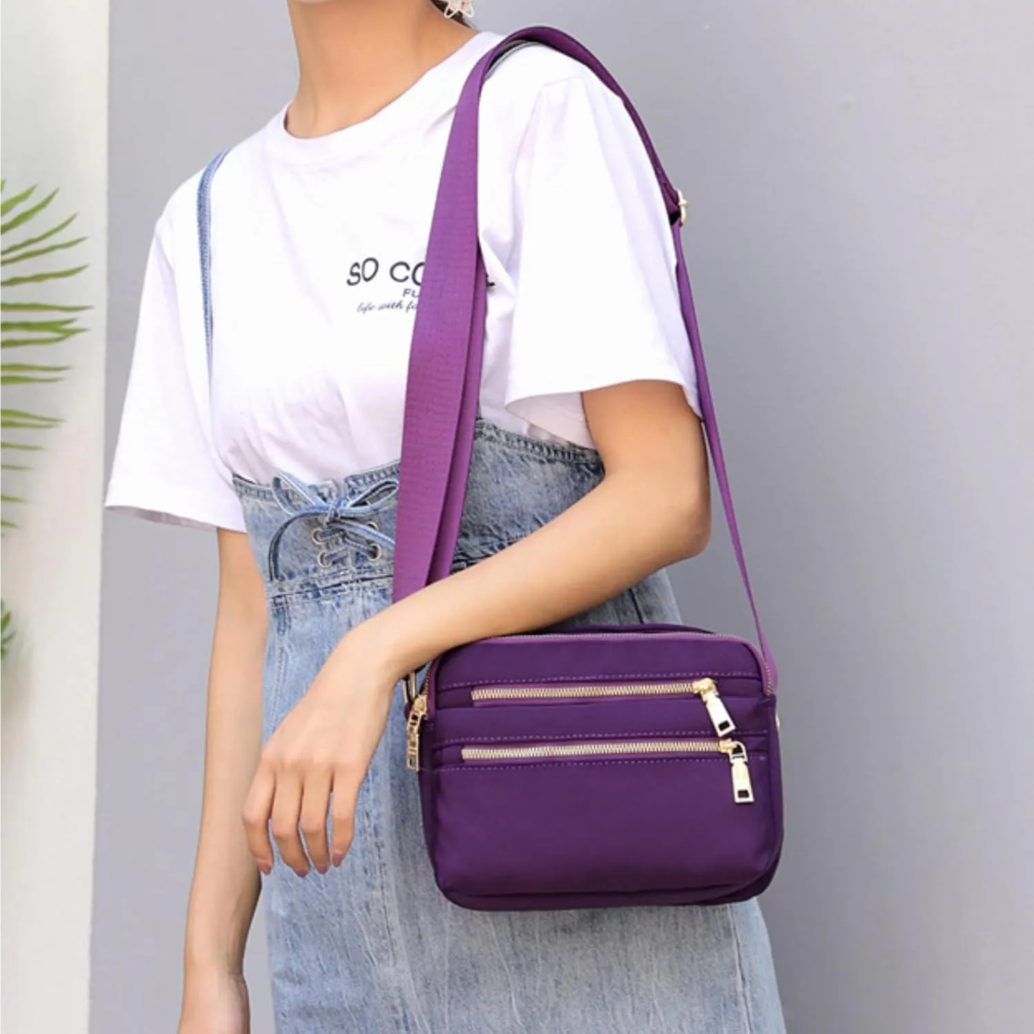 Nylon Crossbody Bag for Women, Waterproof Shoulder Purse Bag with Adjustable Strap, Crossbody Handbag for Women
