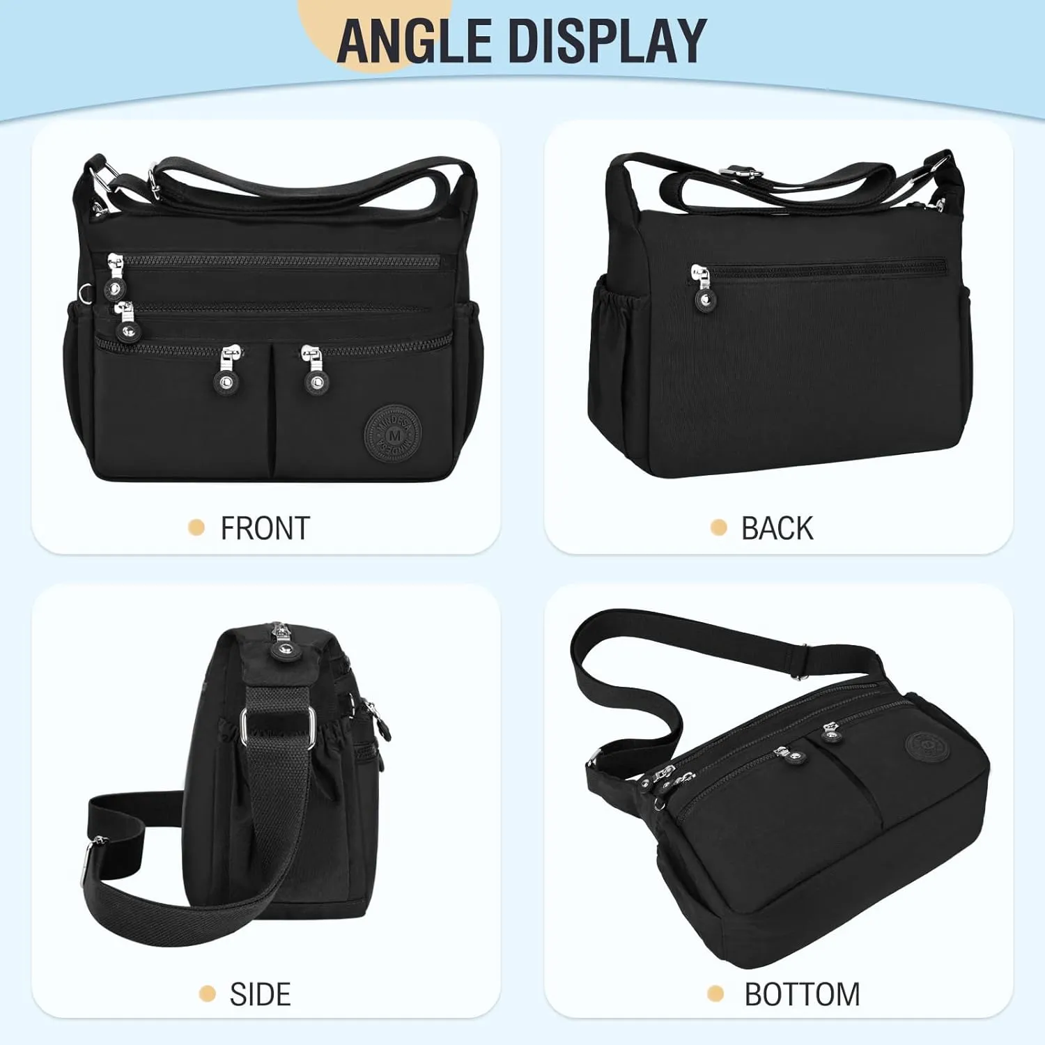 Nylon Crossbody Bags for Women Waterproof Lightweight Large Travel Purses Multi-Pocket Pocketbooks Shoulder Bag