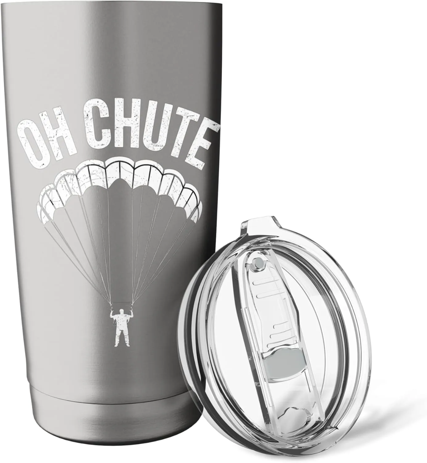 Oh Chute Skydiver Puns Parachuting Funny Skydiving Stainless Steel Insulated Tumbler