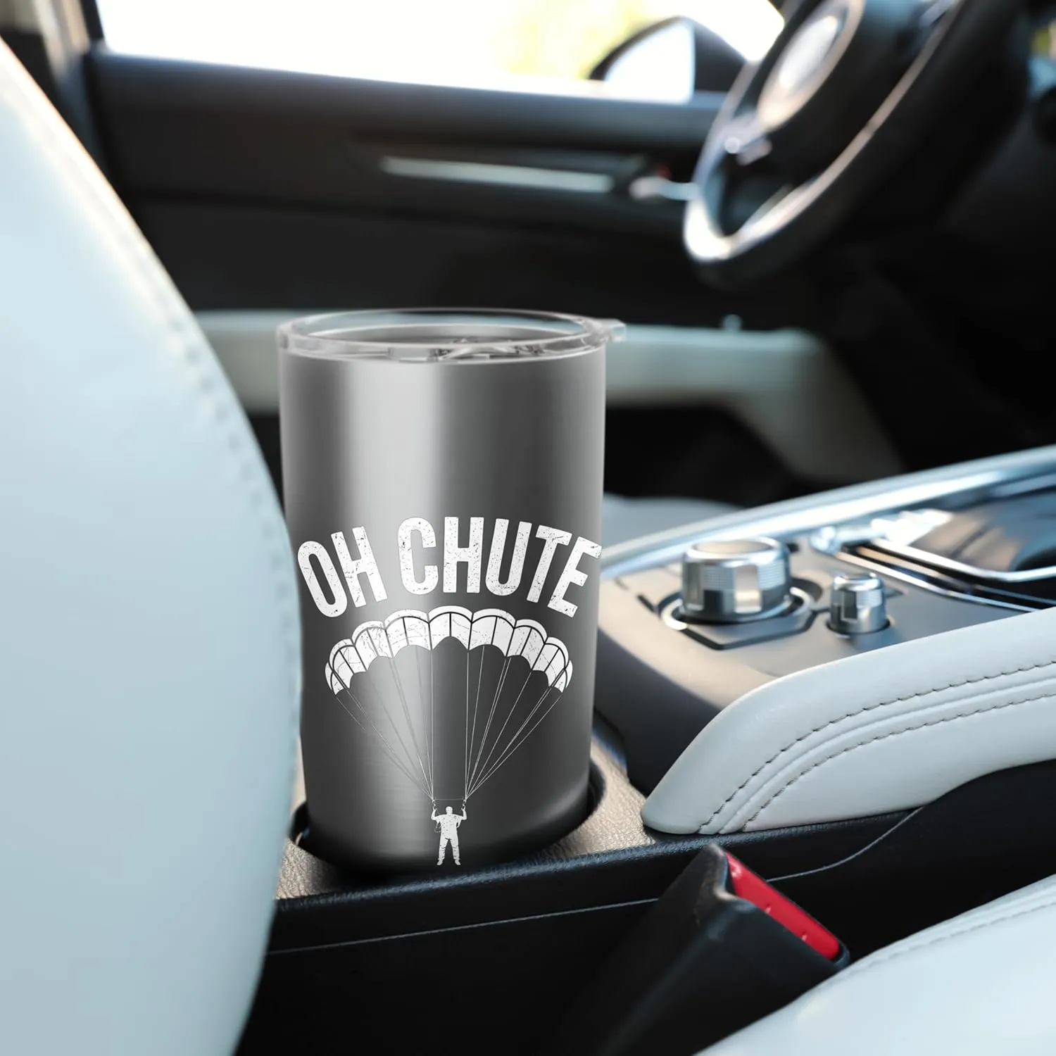 Oh Chute Skydiver Puns Parachuting Funny Skydiving Stainless Steel Insulated Tumbler
