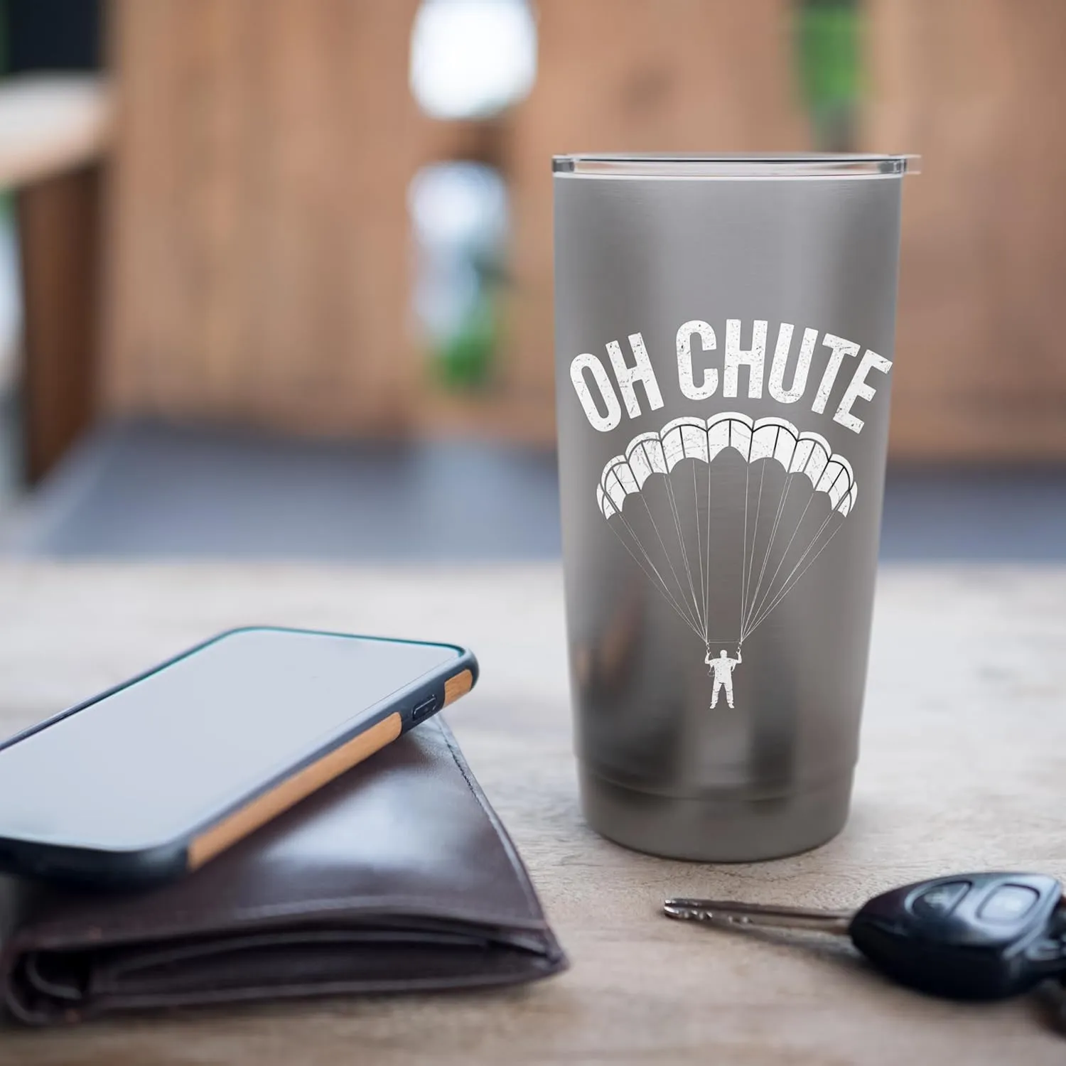 Oh Chute Skydiver Puns Parachuting Funny Skydiving Stainless Steel Insulated Tumbler