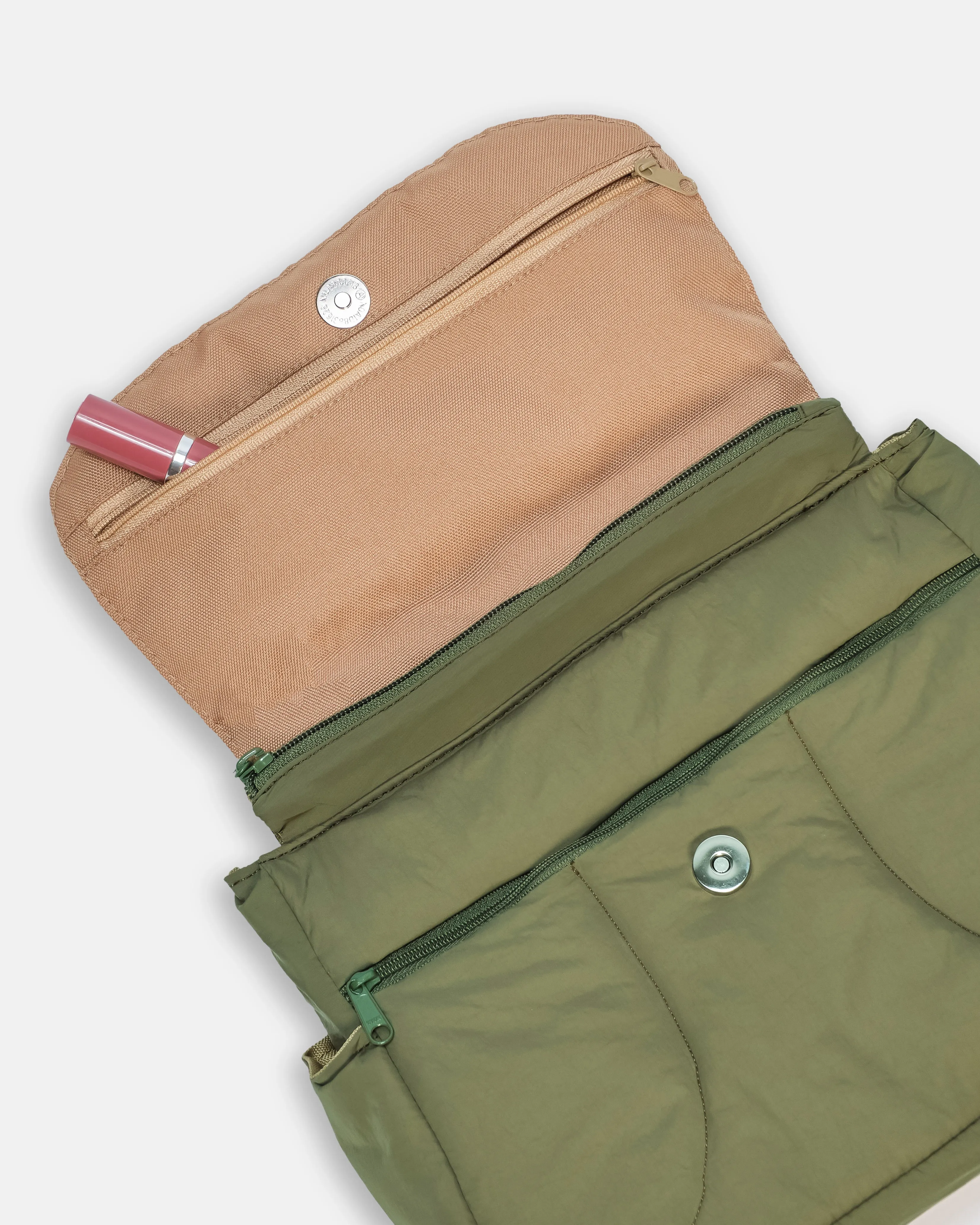 Olive Green Puffies Multi-Carry Crossbody Bag