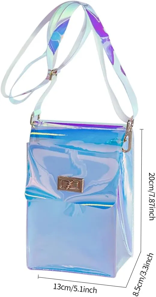 ONEART Clear Iridescent Shoulder Purse, Holographic Transparent Crossbody Bag See Through Fashion Women Bag