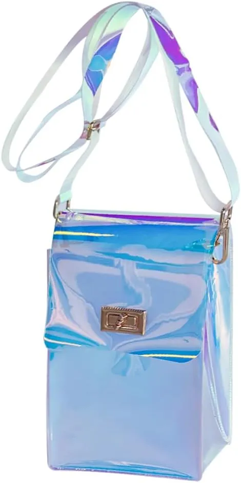 ONEART Clear Iridescent Shoulder Purse, Holographic Transparent Crossbody Bag See Through Fashion Women Bag