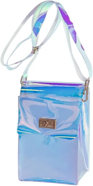 ONEART Clear Iridescent Shoulder Purse, Holographic Transparent Crossbody Bag See Through Fashion Women Bag