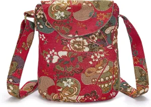 OPQRSTU Women's Retro Small Size Canvas Shoulder Bag Hippie Boho Crossbody Handbag
