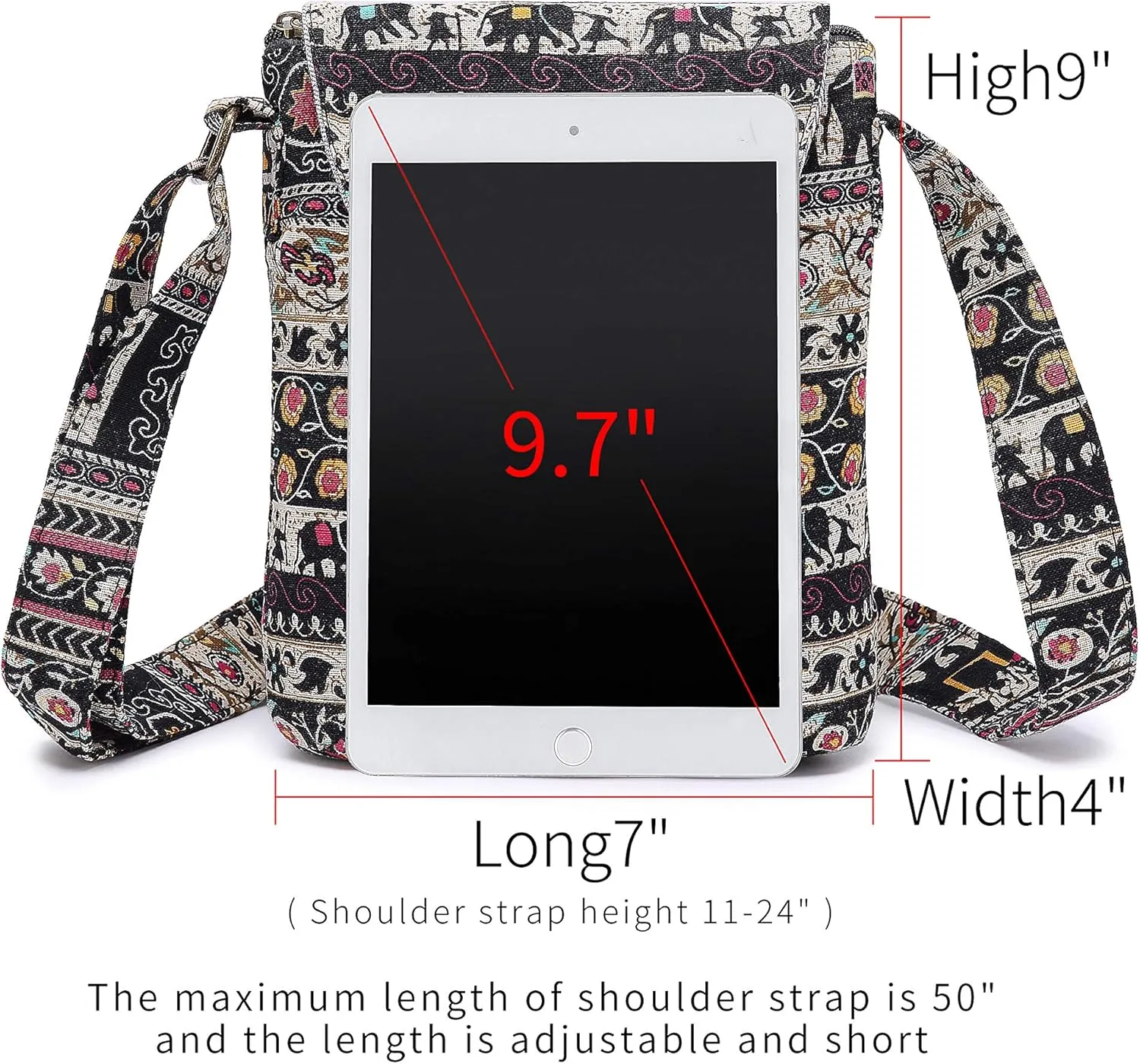 OPQRSTU Women's Retro Small Size Canvas Shoulder Bag Hippie Boho Crossbody Handbag