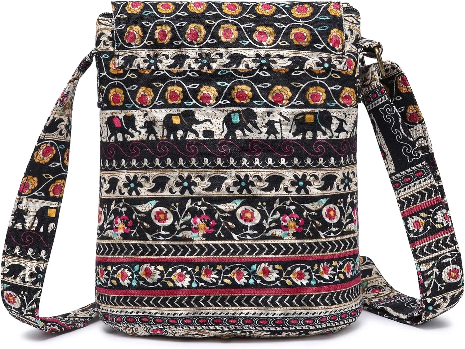 OPQRSTU Women's Retro Small Size Canvas Shoulder Bag Hippie Boho Crossbody Handbag