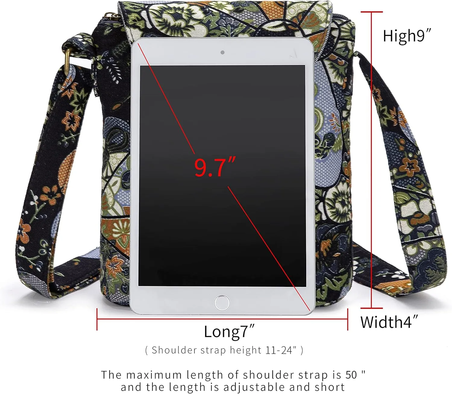 OPQRSTU Women's Retro Small Size Canvas Shoulder Bag Hippie Boho Crossbody Handbag