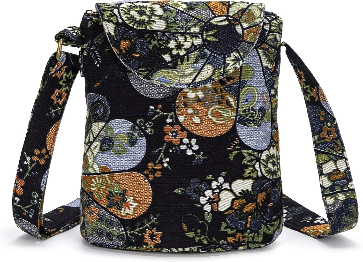 OPQRSTU Women's Retro Small Size Canvas Shoulder Bag Hippie Boho Crossbody Handbag