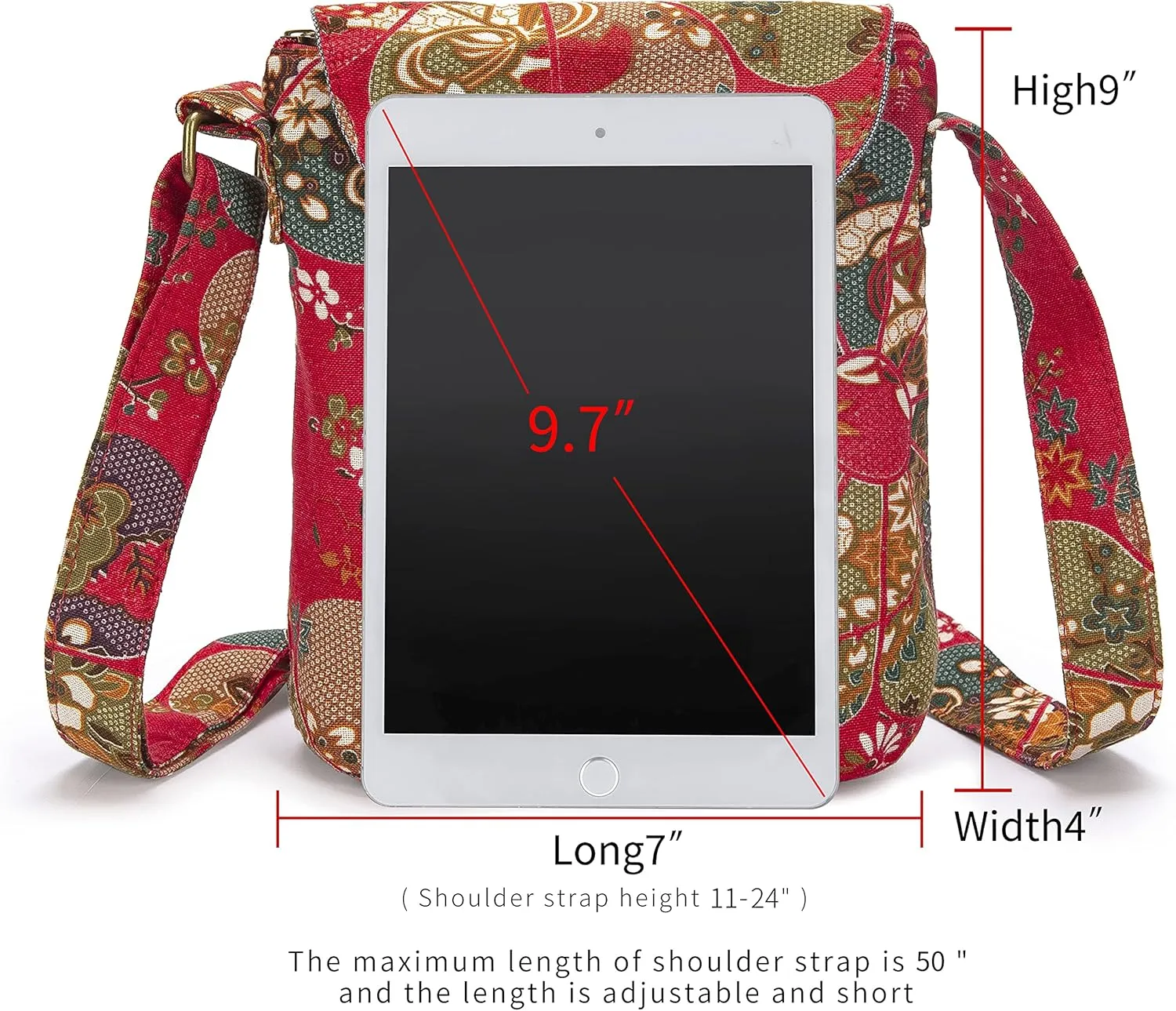 OPQRSTU Women's Retro Small Size Canvas Shoulder Bag Hippie Boho Crossbody Handbag