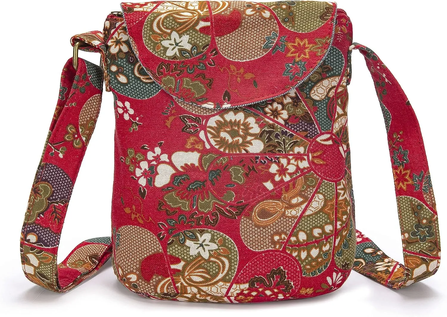 OPQRSTU Women's Retro Small Size Canvas Shoulder Bag Hippie Boho Crossbody Handbag