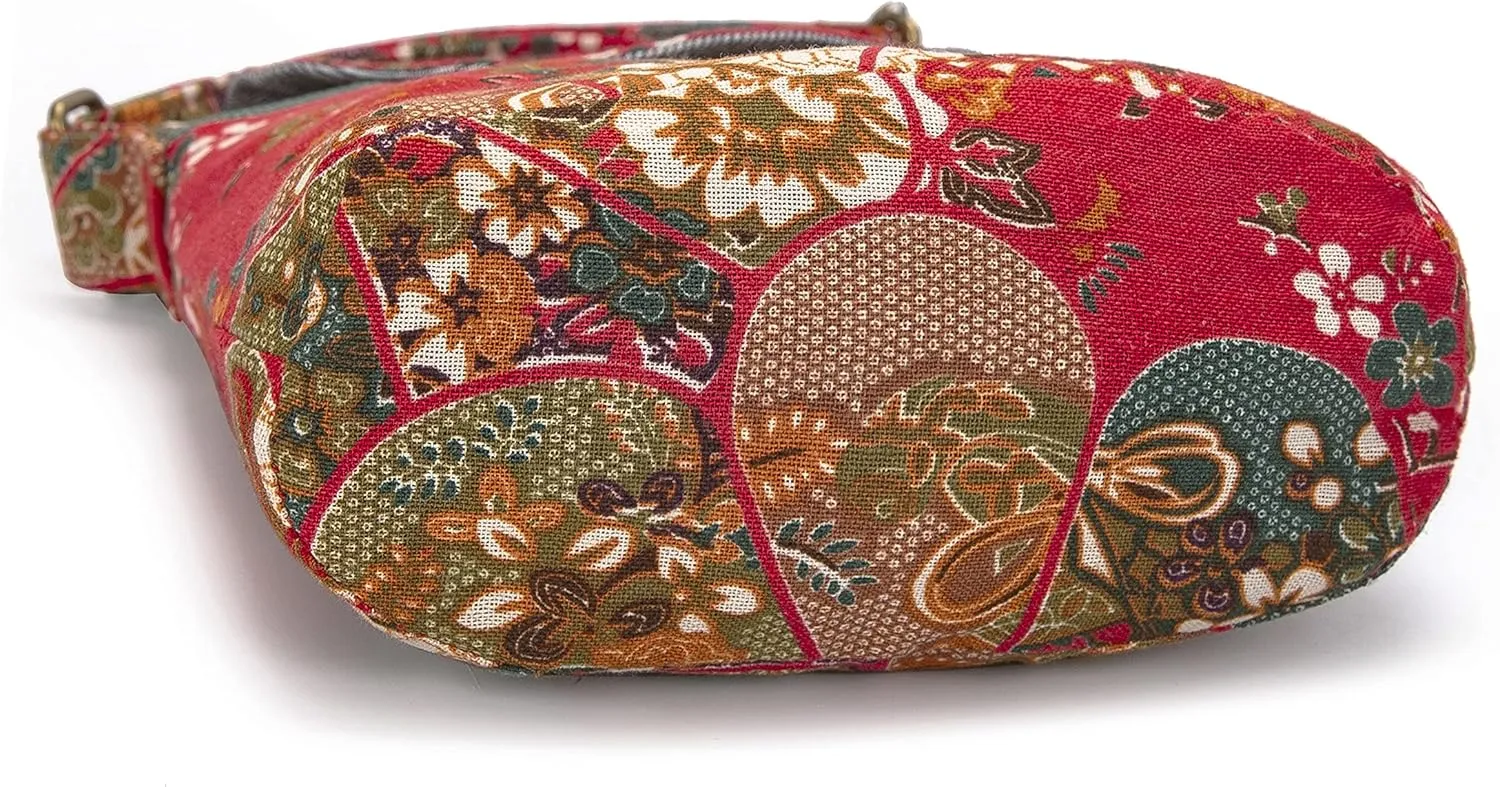 OPQRSTU Women's Retro Small Size Canvas Shoulder Bag Hippie Boho Crossbody Handbag