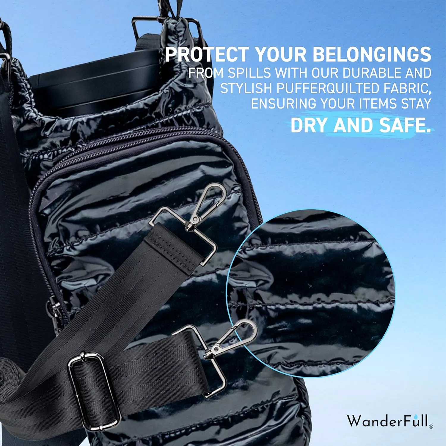 Original HydroBag | Quilted Water Bottle Holder with Strap | Tote Bottle Carrier Crossbody Bag with Pockets