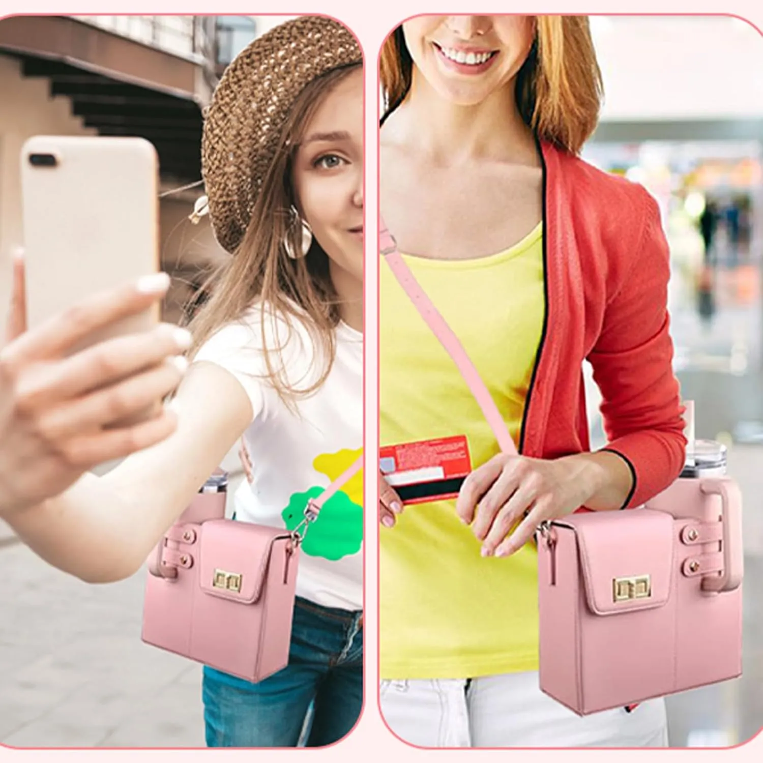 Outdoor Portable Crossbody Water Cup Storage Bag, Cross Body Bag with Water Bottle Holder