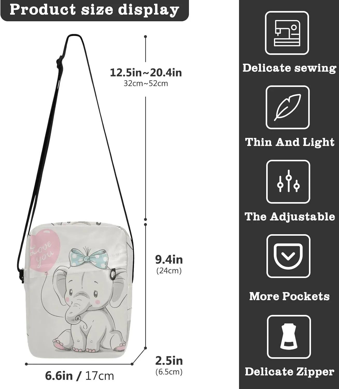 Oyihfvs Messenger Bag, Men's Crossbody Bag, Women's Crossbody Bag with Adjustable Strap
