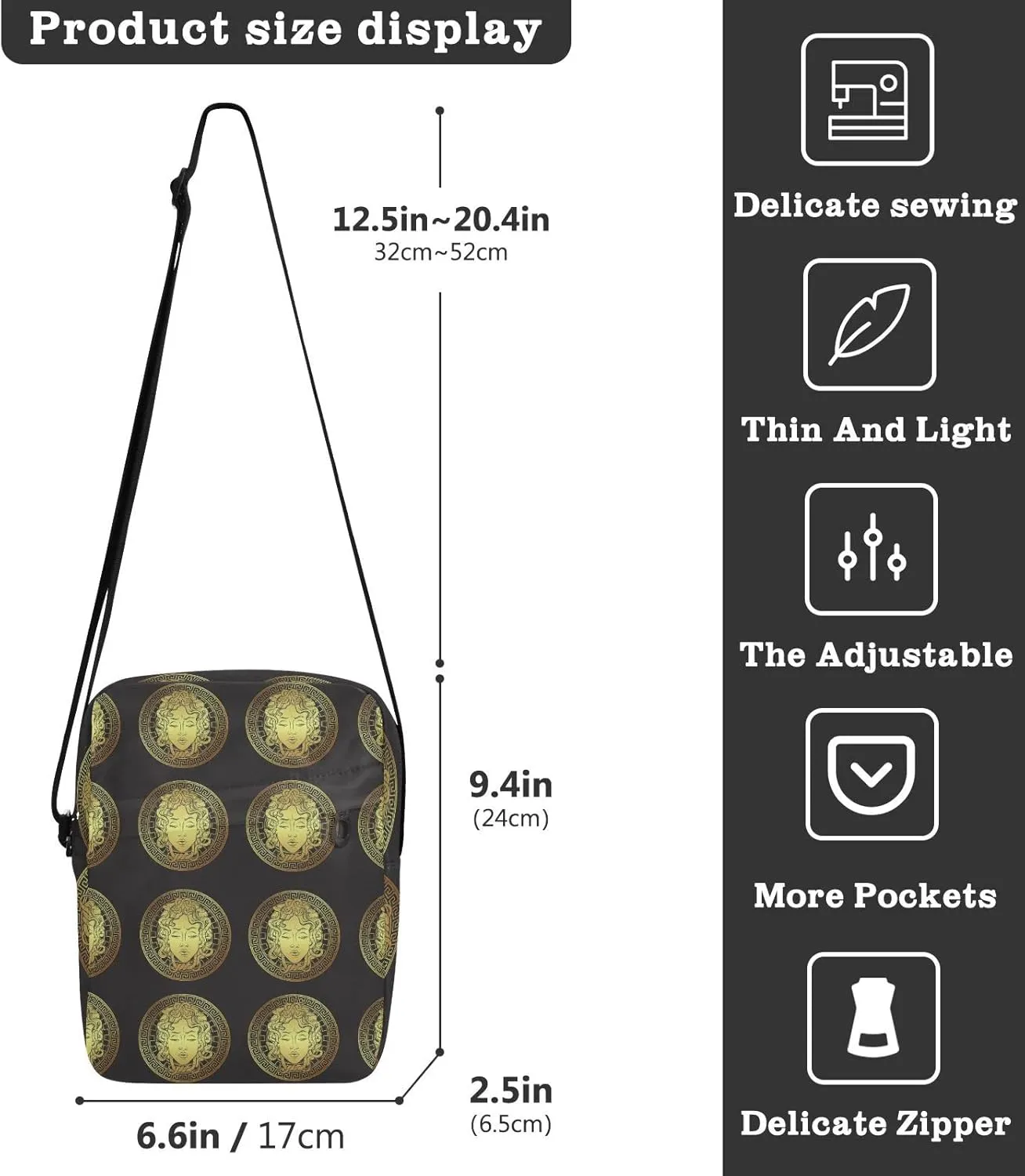 Oyihfvs Messenger Bag, Men's Crossbody Bag, Women's Crossbody Bag with Adjustable Strap