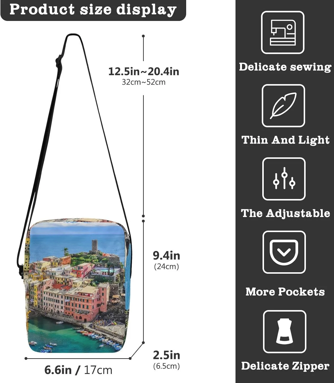 Oyihfvs Messenger Bag, Men's Crossbody Bag, Women's Crossbody Bag with Adjustable Strap