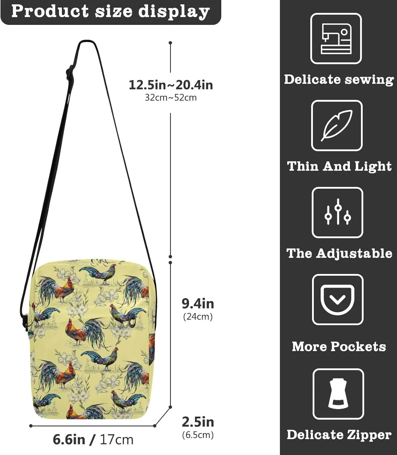Oyihfvs Messenger Bag, Men's Crossbody Bag, Women's Crossbody Bag with Adjustable Strap