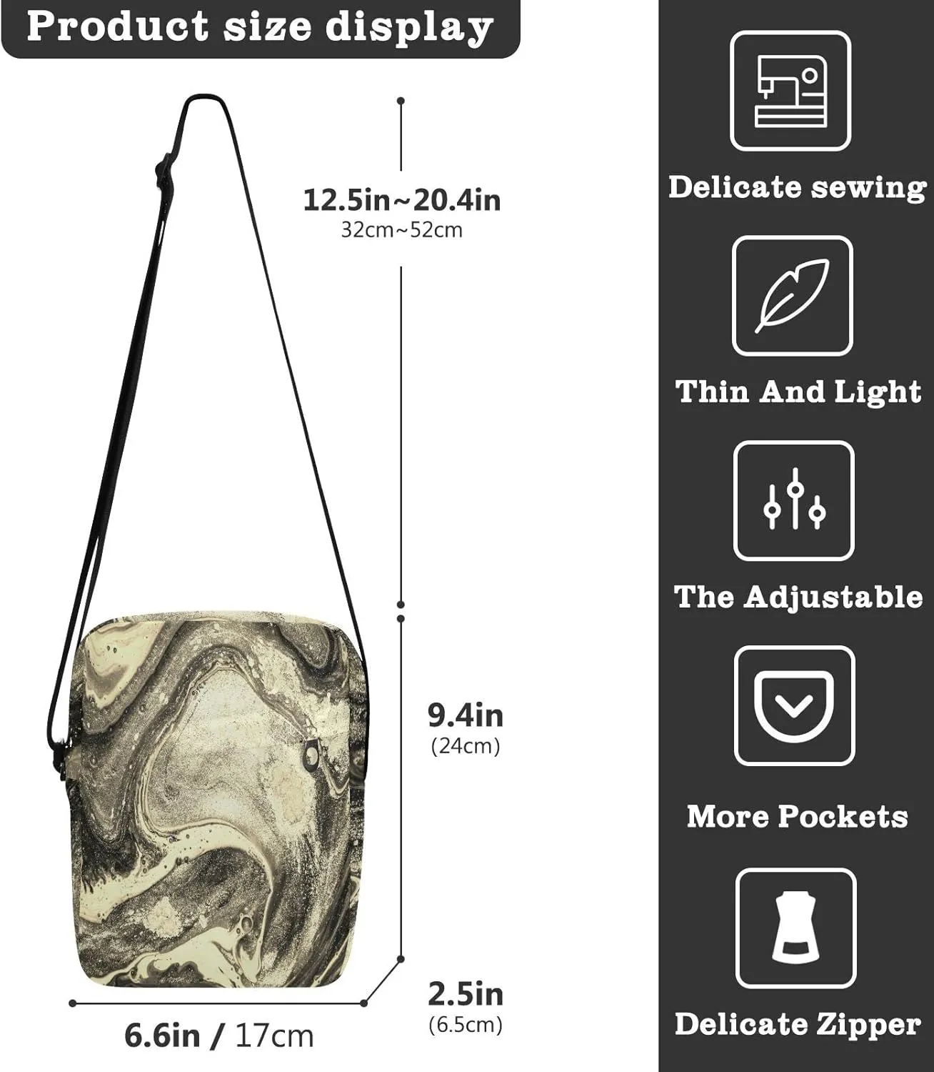 Oyihfvs Messenger Bag, Men's Crossbody Bag, Women's Crossbody Bag with Adjustable Strap