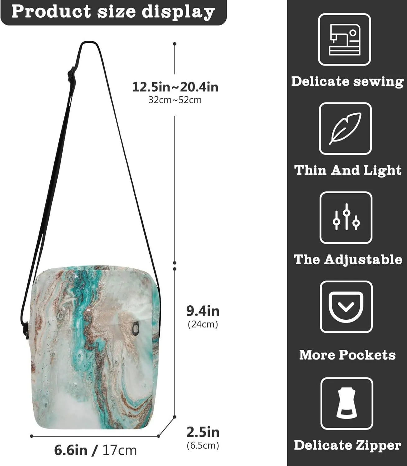 Oyihfvs Messenger Bag, Men's Crossbody Bag, Women's Crossbody Bag with Adjustable Strap