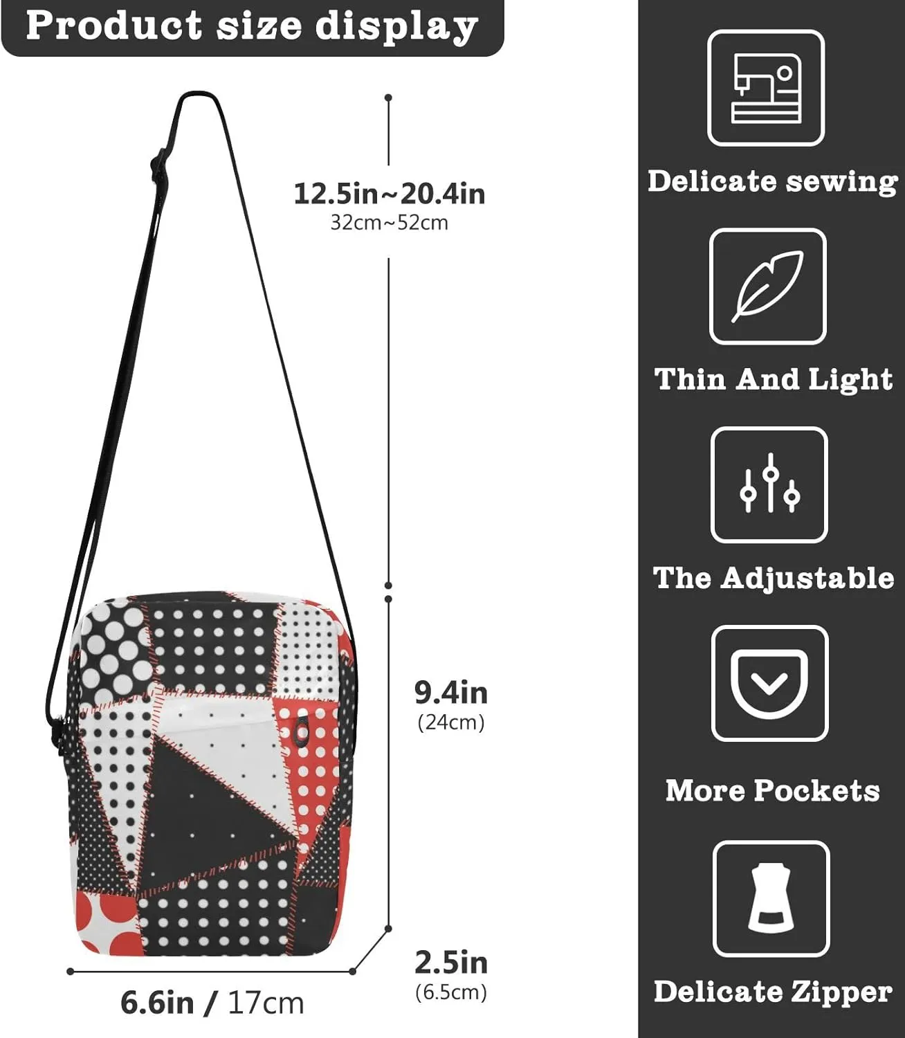 Oyihfvs Messenger Bag, Men's Crossbody Bag, Women's Crossbody Bag with Adjustable Strap