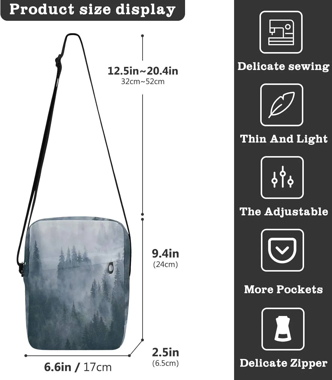 Oyihfvs Messenger Bag, Men's Crossbody Bag, Women's Crossbody Bag with Adjustable Strap