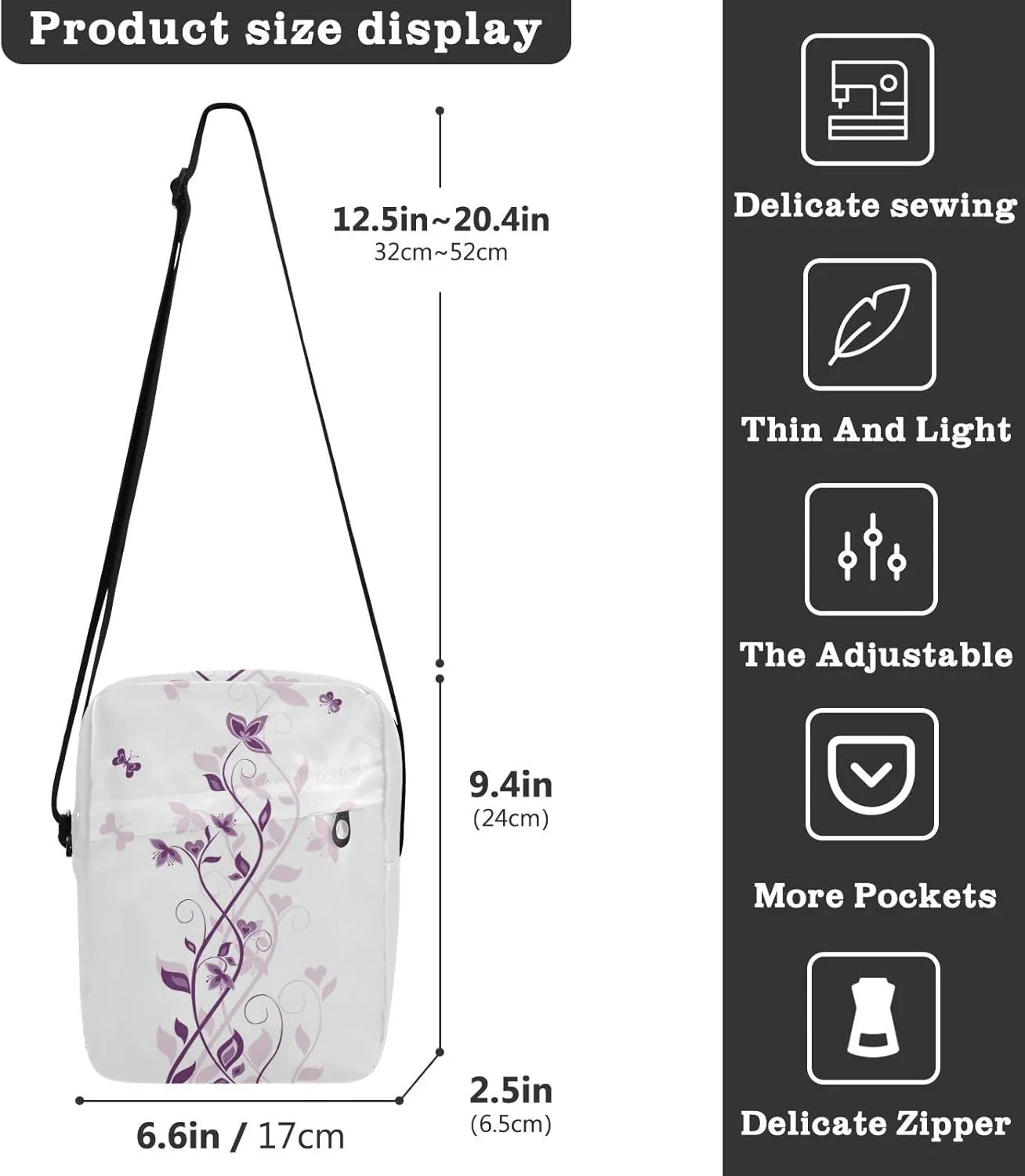 Oyihfvs Messenger Bag, Men's Crossbody Bag, Women's Crossbody Bag with Adjustable Strap